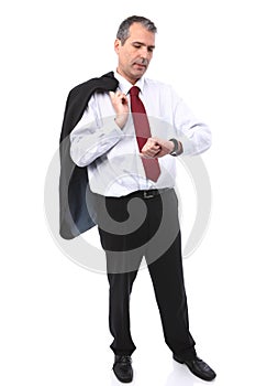 Businessman checking time on his watch