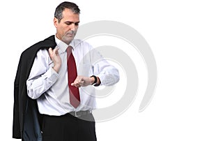 Businessman checking time on his watch