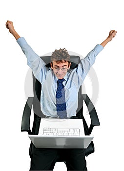 Businessman cheering