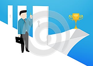 Businessman is choose a right doors to enter it success