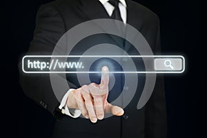 Businessman clicking Internet address bar