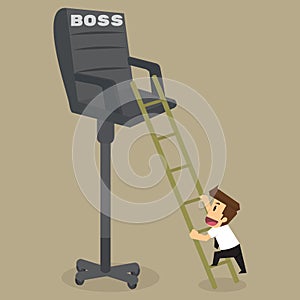 Businessman climb on the chair promoted level boss