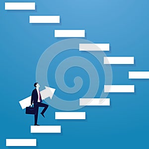 Businessman climb success ladder