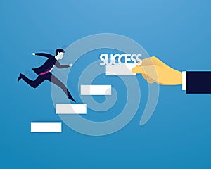 Businessman climb success ladder