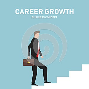 Businessman climbing the career ladder. Career growth. Success. Business concept. Work with progress. Moving up