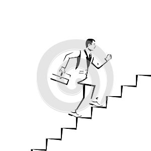 Businessman is climbing career ladder silhouette.