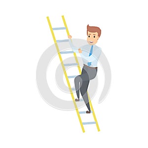 Businessman climbing the ladder