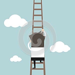 Businessman climbing the ladder