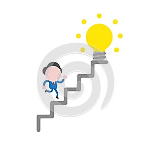 BUSINESSMAN CLIMBING TO GET A GLOWING BULB
