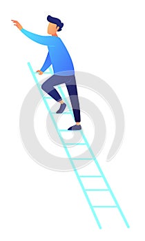 Businessman climbing up the ladder vector illustration.