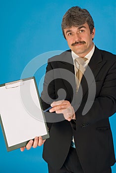 Businessman with clipboard