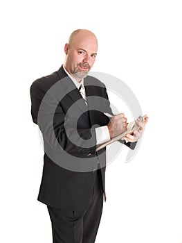 Businessman clipboard notes
