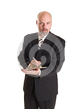 Businessman clipboard notes photo