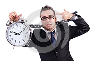 Businessman with clock isolated