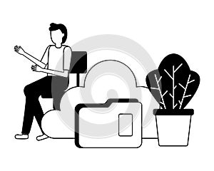 Businessman cloud storage folder