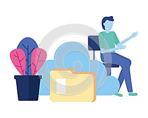 Businessman cloud storage folder
