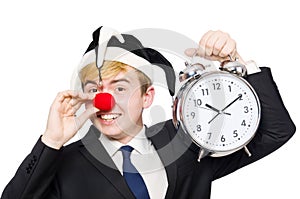 Businessman clown in funny concept isolated