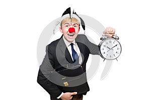 Businessman clown in funny concept isolated