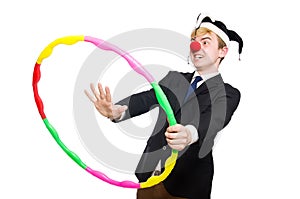 Businessman clown in funny concept isolated