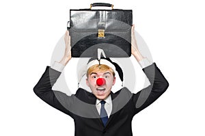 Businessman clown in funny concept isolated