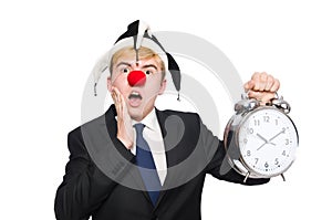 Businessman clown in funny concept isolated