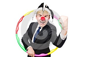 Businessman clown in funny concept isolated