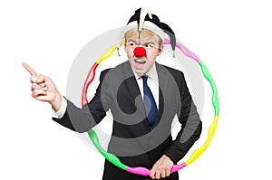 Businessman clown in funny concept isolated