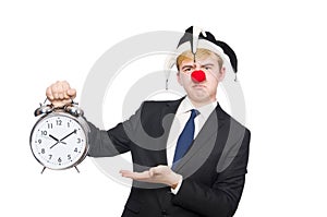 Businessman clown in funny concept isolated