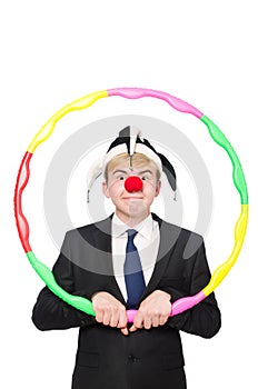 Businessman clown in funny concept isolated