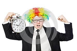 Businessman clown in funny concept isolated