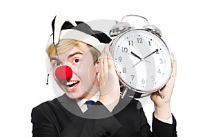 Businessman clown in funny concept isolated