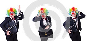 Businessman clown isolated on white