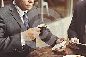 Businessman Coffee Break Phone Concept