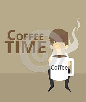 Businessman coffee time.Vector Eps 10 Illustration