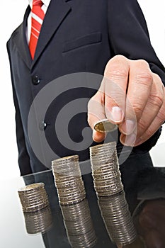 Businessman with coins