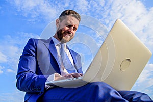 Businessman communicating online. Make sure your emails are as warm and personal as possible by using custom variables