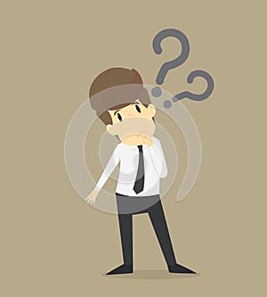 Businessman confused with the question, the problem exists photo