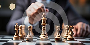 Businessman control chess game concept for ideas business strategy management, development new strategy plan, leader and teamwork