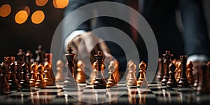 Businessman control chess game concept for ideas business strategy management, development new strategy plan, leader and teamwork