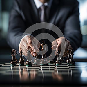 Businessman control chess game concept for ideas business strategy management, development new strategy plan, leader and teamwork