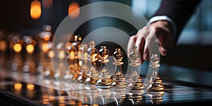 Businessman control chess game concept for ideas business strategy management, development new strategy plan, leader and teamwork