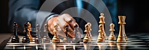 Businessman control chess game concept for ideas business strategy management, development new strategy plan, leader and teamwork