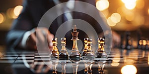 Businessman control chess game concept for ideas business strategy management, development new strategy plan, leader and teamwork