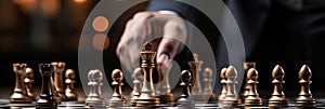 Businessman control chess game concept for ideas business strategy management, development new strategy plan, leader and teamwork