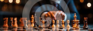 Businessman control chess game concept for ideas business strategy management, development new strategy plan, leader and teamwork