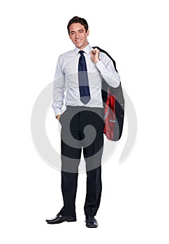 Businessman, corporate portrait and success with leadership and ceo isolated on white background. Executive business man