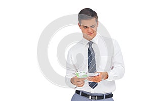 Businessman counting cash