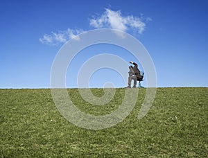 Businessman in countryside