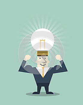 Businessman creative light bulb with human head symbol