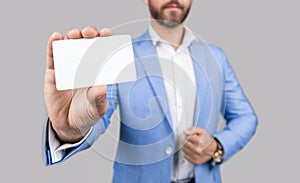 businessman with credit card in studio. Business deal with emoney. Success of business. selective focus. businessman in